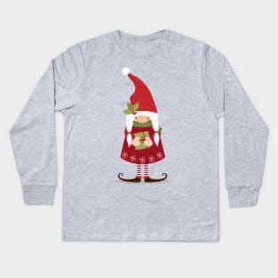 Mrs Gnome With Gift Kids Long Sleeve T-Shirt